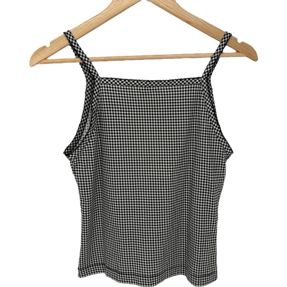 NWT DÔEN Angie Straight Neck Tank | Sz Medium | Noir La Maddalena Gingham Black - Picture 7 of 14
